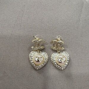 Gold and Silver Heart Earrings